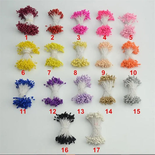 300 pièces fleur artificielle Double têtes étamine nacré artisanat cartes gâteaux décor Scrapbooking Floral pour la maison décor de fête de mariage