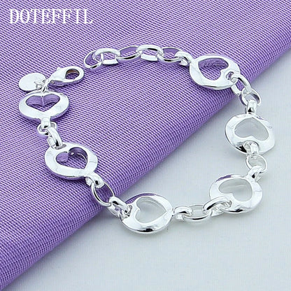 DOTEFFIL – Bracelet chaîne en argent Sterling 925, plein cœur, à la mode pour femmes, bijoux de fiançailles et de mariage
