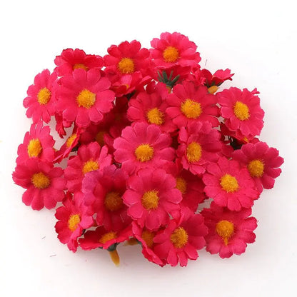 100 PC/lot 2.5 cm Mini marguerite fleur décorative fleurs artificielles en soie décoration de fête de mariage décor à la maison (sans tige) moins cher