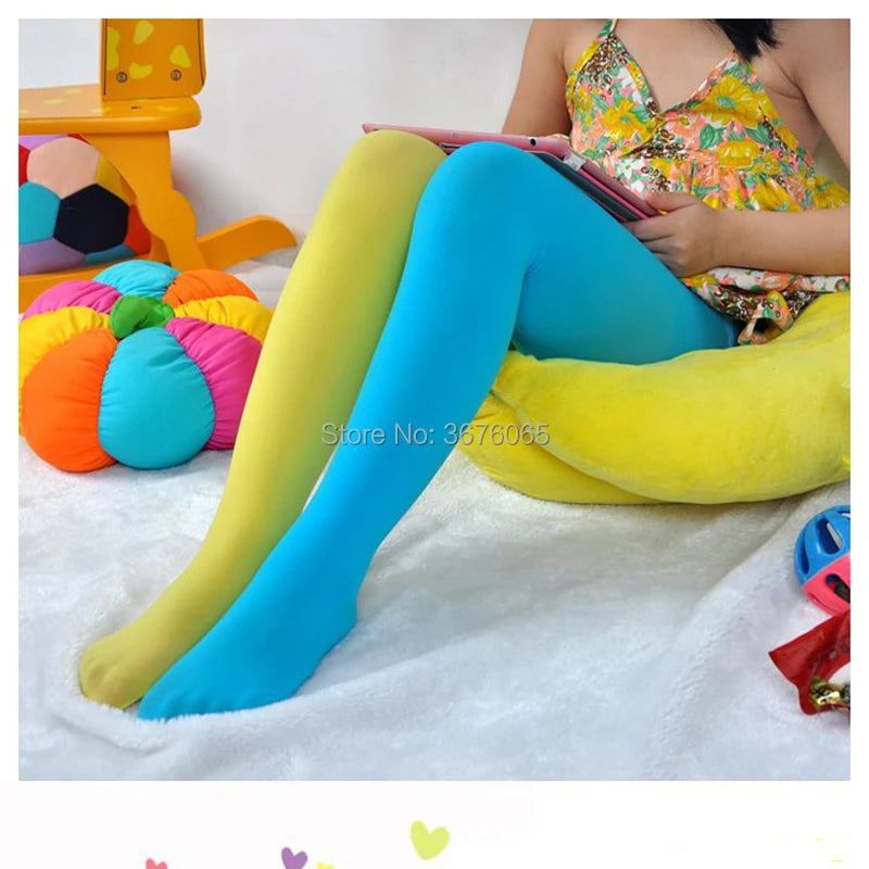 Collants couleur bonbon pour filles, collants en velours mignons, combinaison de couleurs contrastées, bas de danse chauds pour printemps/automne
