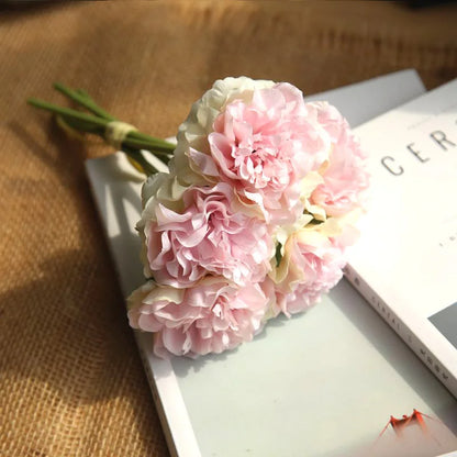 Bouquet d'hortensias artificiels en soie, fausses fleurs, pivoine en fleur, pour décorer la maison, pour le mariage, pétales blancs