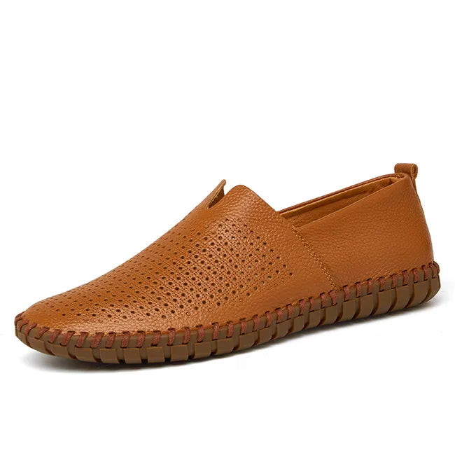 MIXIDELAI mocassins en cuir de vache véritable pour hommes mocassins faits à la main en cuir souple bleu sans lacet chaussure de bateau pour hommes grande taille 38 ~ 47
