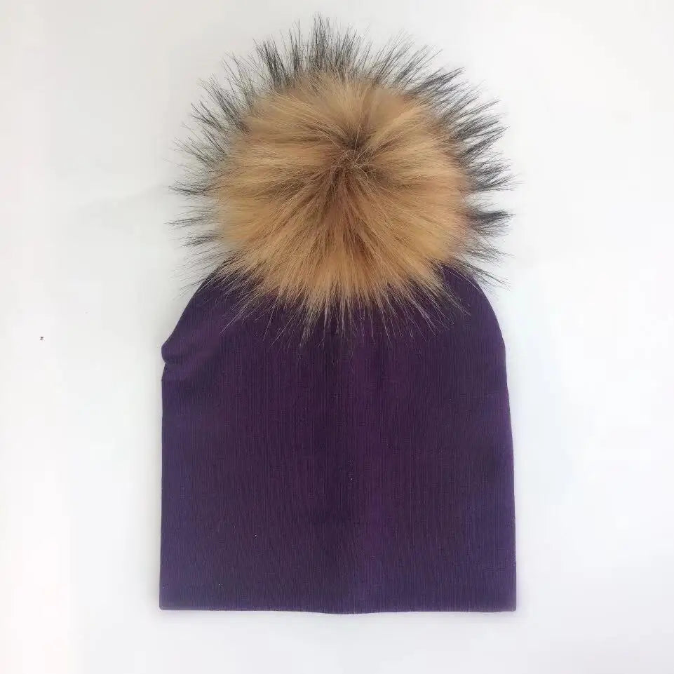 Automne enfants infantile enfant en bas âge raton laveur fausse fourrure pompon chapeau casquette pour enfants bébé garçons fille coton nouveau-né accessoires chapeau bonnet
