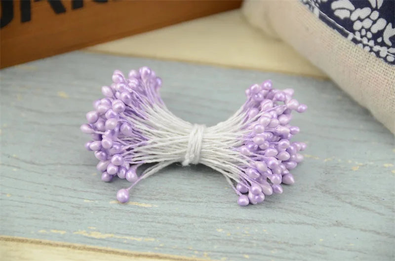 300 pièces fleur artificielle Double têtes étamine nacré artisanat cartes gâteaux décor Scrapbooking Floral pour la maison décor de fête de mariage