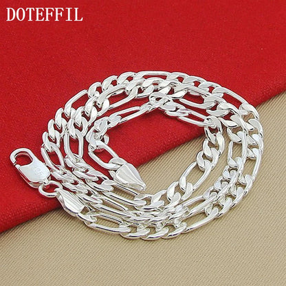 DOTEFFIL 925 argent Sterling 8mm chaîne latérale collier homme femme Senior luxe bijoux déclaration collier