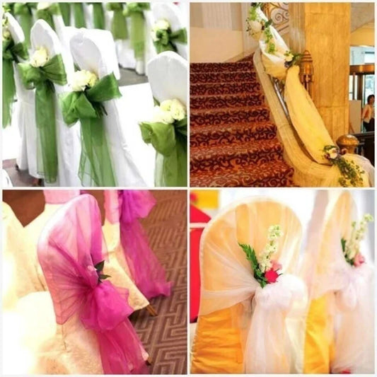 Tulle décoratif unicolor pour mariage, 5m de tissu de 45cm de large, différentes teintes, pur cristal en organza