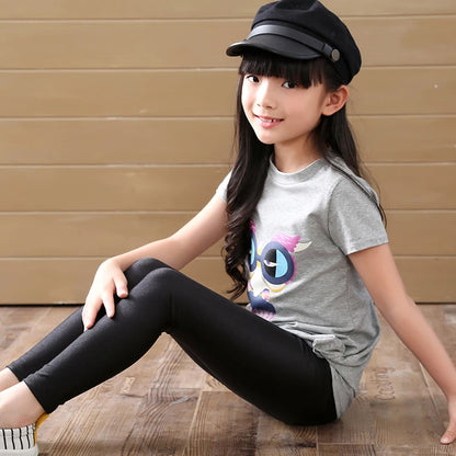 Pantalons longs slim pour filles de 2 à 14 ans, brillants, noirs, blancs, roses, bas pour enfants, Leggings élastiques assortis avec tout