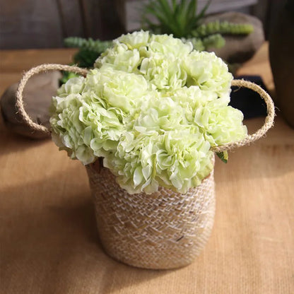 Bouquet d'hortensias artificiels en soie, fausses fleurs, pivoine en fleur, pour décorer la maison, pour le mariage, pétales blancs