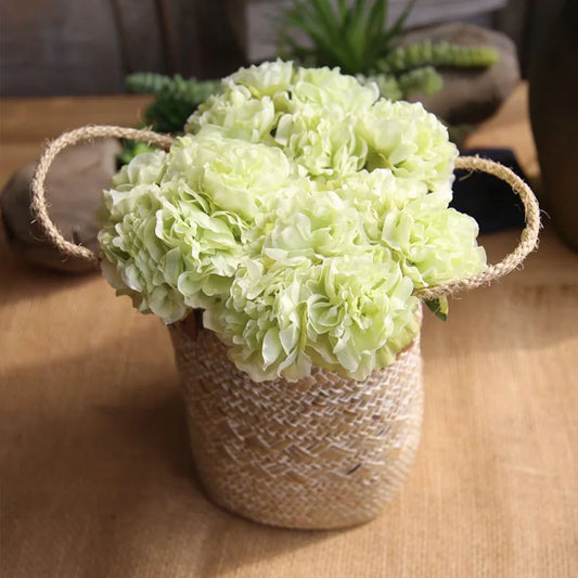 Bouquet d'hortensias artificiels en soie, fausses fleurs, pivoine en fleur, pour décorer la maison, pour le mariage, pétales blancs