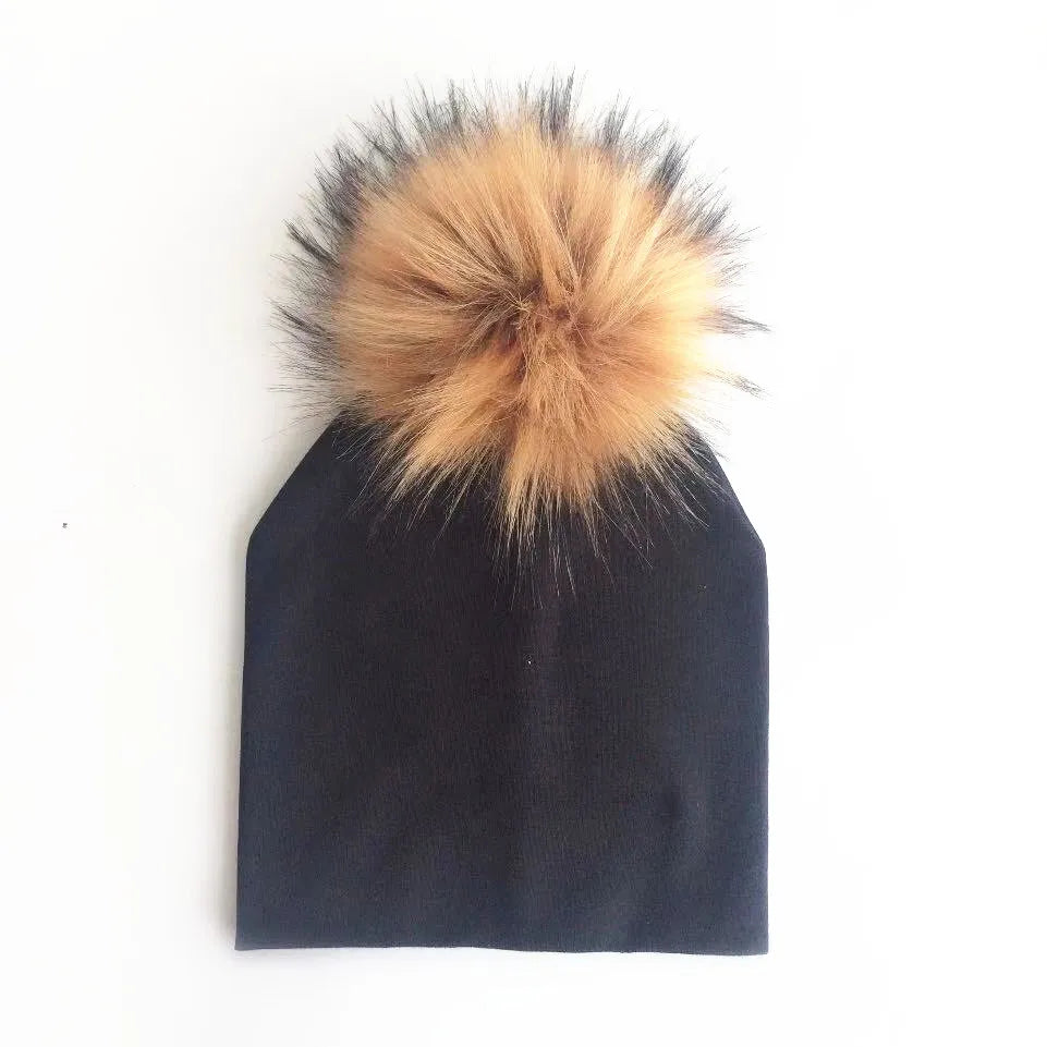 Automne enfants infantile enfant en bas âge raton laveur fausse fourrure pompon chapeau casquette pour enfants bébé garçons fille coton nouveau-né accessoires chapeau bonnet