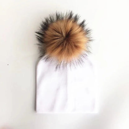 Automne enfants infantile enfant en bas âge raton laveur fausse fourrure pompon chapeau casquette pour enfants bébé garçons fille coton nouveau-né accessoires chapeau bonnet