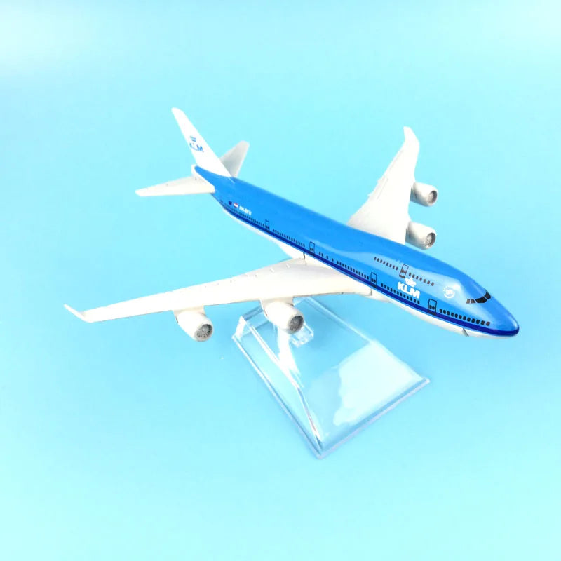 JASON TUTU 16 cm Boeing747 KLM Royal Dutch Airlines avion modèle d'avion en métal moulé sous pression 1/400 avions à l'échelle