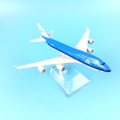 JASON TUTU 16 cm Boeing747 KLM Royal Dutch Airlines avion modèle d'avion en métal moulé sous pression 1/400 avions à l'échelle