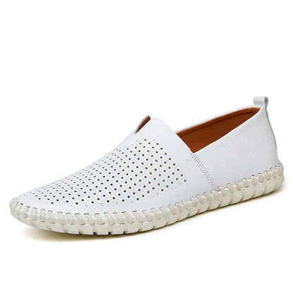 MIXIDELAI mocassins en cuir de vache véritable pour hommes mocassins faits à la main en cuir souple bleu sans lacet chaussure de bateau pour hommes grande taille 38 ~ 47