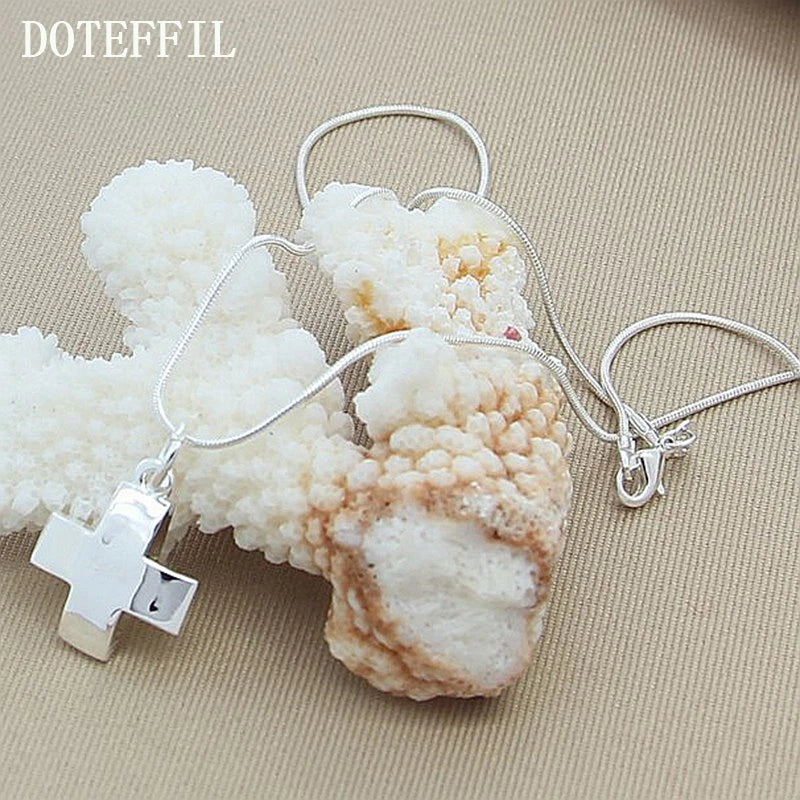 DOTEFFIL – collier avec pendentif croix en argent Sterling 925, chaîne serpent de 16 à 30 pouces pour femmes et hommes, bijoux de fête de fiançailles et de mariage