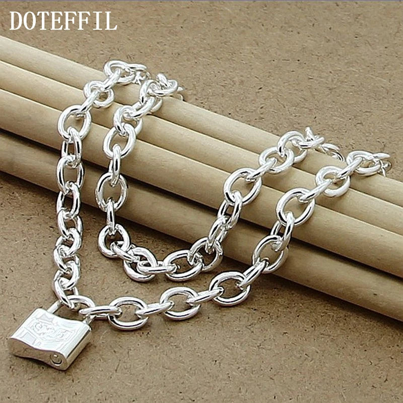 DOTEFFIL – colliers avec pendentif à serrure carrée en argent Sterling 925, chaîne de 18 pouces pour femmes amoureux, bijoux de fête de mariage