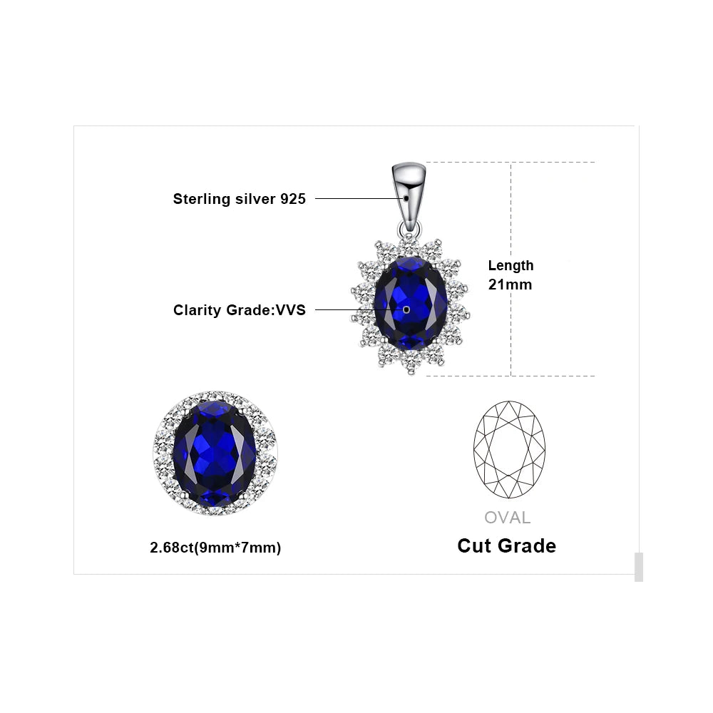 JewelryPalace – collier avec pendentif , en argent Sterling 925, création d'un saphir bleu, rubis, imitation émeraude, sans chaîne
