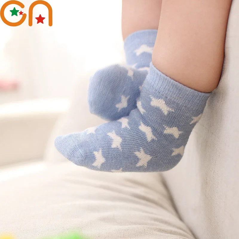 5 paires / lots de chaussettes en coton doux pour enfants garçons filles bébé bande de mode bande chaude automne hiver 0-8 ans chaussettes de dessin animé pour enfants