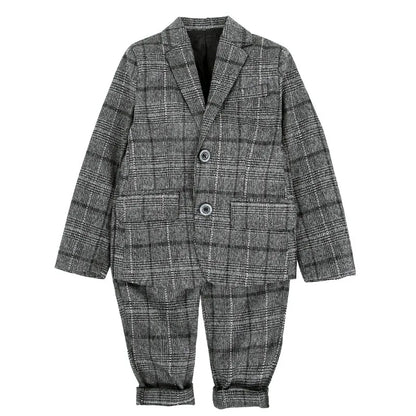 Robe d'uniforme scolaire pour garçons, olympiques d'anniversaire formels pour mariages, pantalons blazer, ensembles de vêtements pour enfants, fête de gentleman, 2 pièces, F64