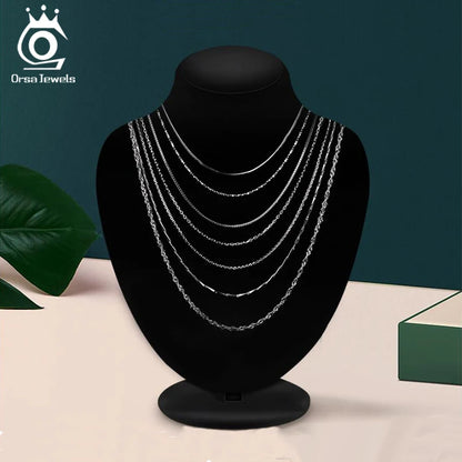ORSA JEWELS véritable 925 collier en argent Sterling Figaro joint torique chaîne de cou torsadé serpent barre singapour boîte chaîne collier femmes 1