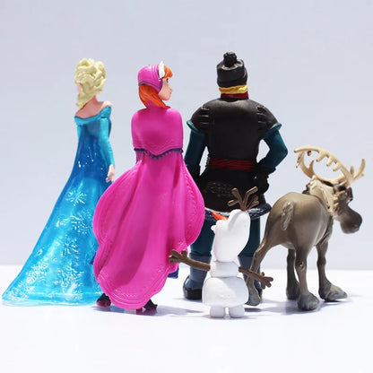 Figurines en PVC à l'effigie des personnages de la Reine des Neiges, les princesses Anna, Elsa, Kristoff, Sven, OlPG, idéal comme cadeau d'anniversaire, lot de 5 pièces