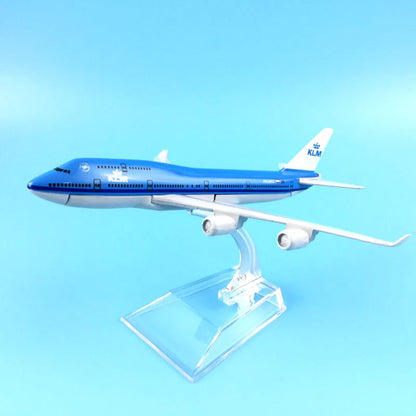 JASON TUTU 16 cm Boeing747 KLM Royal Dutch Airlines avion modèle d'avion en métal moulé sous pression 1/400 avions à l'échelle