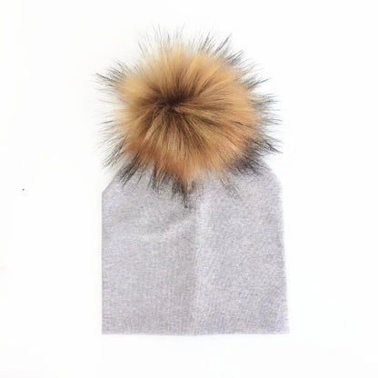 Automne enfants infantile enfant en bas âge raton laveur fausse fourrure pompon chapeau casquette pour enfants bébé garçons fille coton nouveau-né accessoires chapeau bonnet