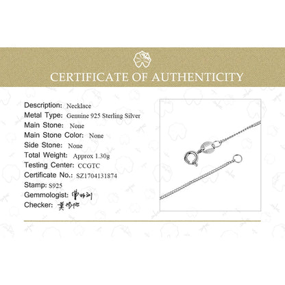 Lotus Fun – collier en argent Sterling 925 véritable, bijoux fins, or 18 carats, chaîne classique facile à assortir, sans pendentif,