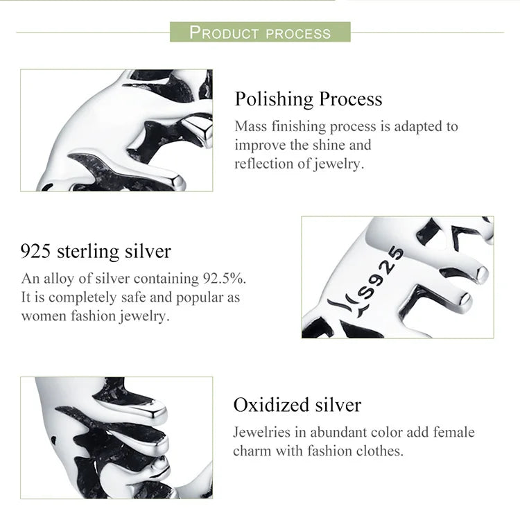 BAMOER 100% 925 argent Sterling empilable Collection animale éléphant famille bagues pour les femmes à la mode bijoux en argent SCR344