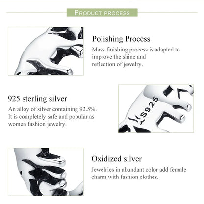 BAMOER 100% 925 argent Sterling empilable Collection animale éléphant famille bagues pour les femmes à la mode bijoux en argent SCR344