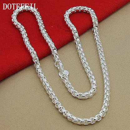 DOTEFFIL 925 argent Sterling 5mm boîte ronde chaîne 18/20/24 pouces collier pour femme hommes mode mariage fiançailles charme bijoux