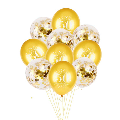 JOY-ENLIFE 10 pièces ballons confettis gonflables ballons en Latex de 12 pouces 30 40 50 60 ans fête d'anniversaire ballons à hélium en aluminium pour adultes