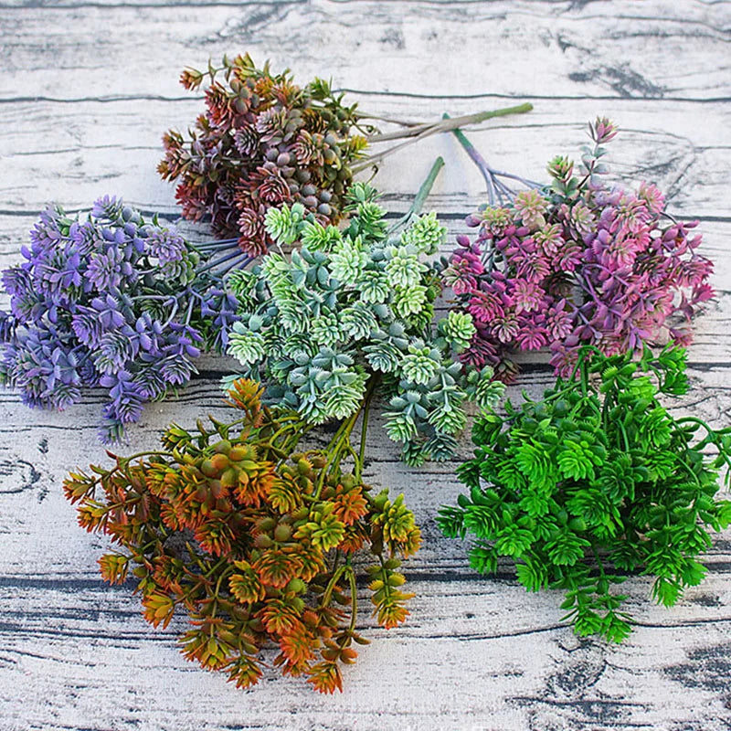28 têtes plantes succulentes artificielles automne fausses feuilles plantes succulentes en plastique herbe de Lotus pour décoration de jardin de mariage A5029