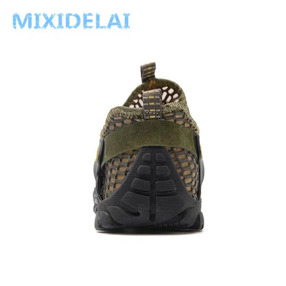 Baskets en cuir Élpour hommes, chaussures de marche, patchwork respirant, maille décontractée, extérieur, printemps, été, grande taille, 2024