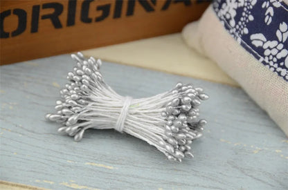 300 pièces fleur artificielle Double têtes étamine nacré artisanat cartes gâteaux décor Scrapbooking Floral pour la maison décor de fête de mariage