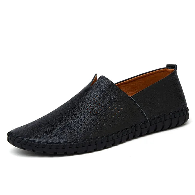 MIXIDELAI mocassins en cuir de vache véritable pour hommes mocassins faits à la main en cuir souple bleu sans lacet chaussure de bateau pour hommes grande taille 38 ~ 47