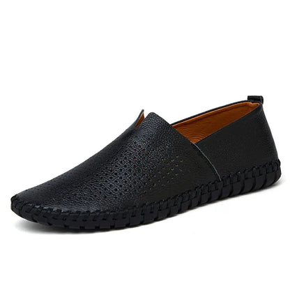 MIXIDELAI mocassins en cuir de vache véritable pour hommes mocassins faits à la main en cuir souple bleu sans lacet chaussure de bateau pour hommes grande taille 38 ~ 47