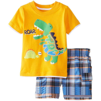 Ensemble de Vêtements 100% Coton pour Bébé Garçon de 2, 3, 4, 5, 6, 7 Ans, T-shirt et Pantalon en Forme de Crocodile Vert