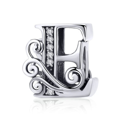BAMOER classique 925 en argent Sterling lettre Vintage A à Z 26 lettre breloques ajouré CZ Alphabet perles ajustement bracelet à breloques BSC030
