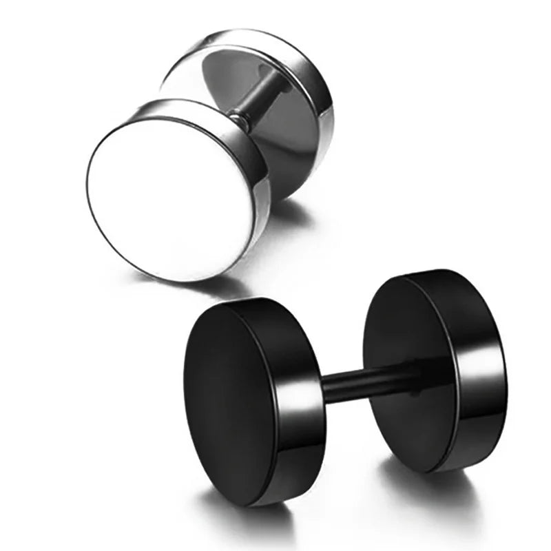1 pièce Punk acier inoxydable vis haltère gothique boucles d'oreilles pour femmes hommes