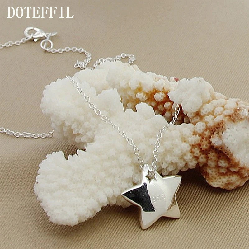 DOTEFFIL véritable 925 en argent Sterling étoile pendentif collier 18 pouces chaîne bijoux de mode collier pour les femmes offre spéciale