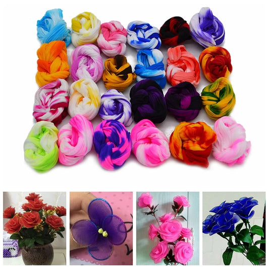 Lot de 5 pièces de bas de fleur en Nylon multicolore, rond, matériau de traction, accessoire fait à la main, artisanat de fleurs pour mariage à la maison