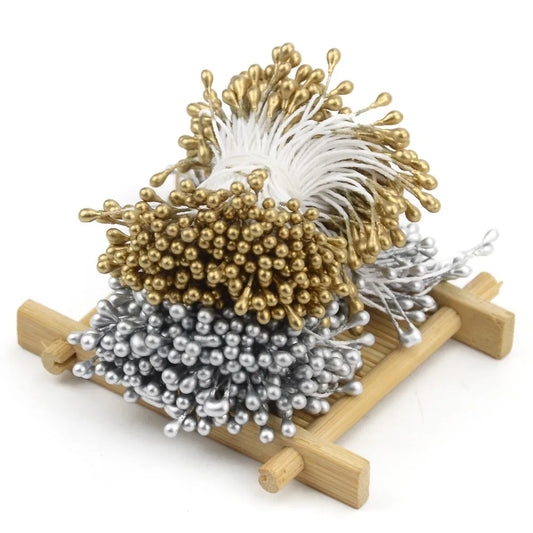 300 pièces fleur artificielle Double têtes étamine nacré artisanat cartes gâteaux décor Scrapbooking Floral pour la maison décor de fête de mariage