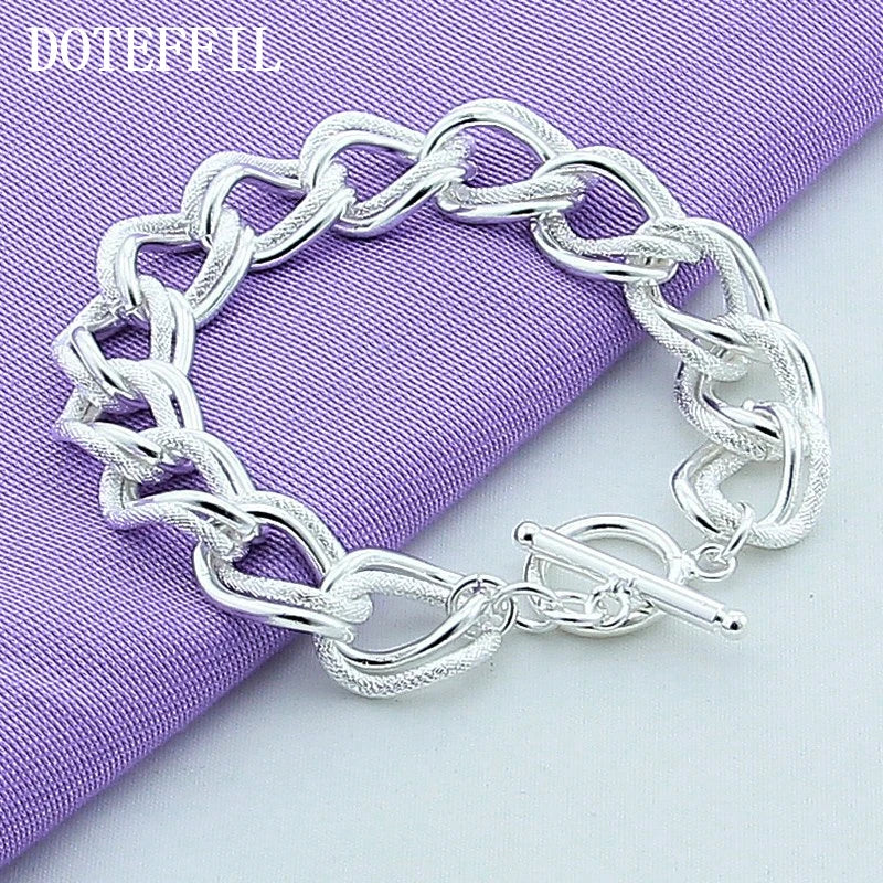 DOTEFFIL-Bague lisse en argent regardé 925 pour homme et femme,