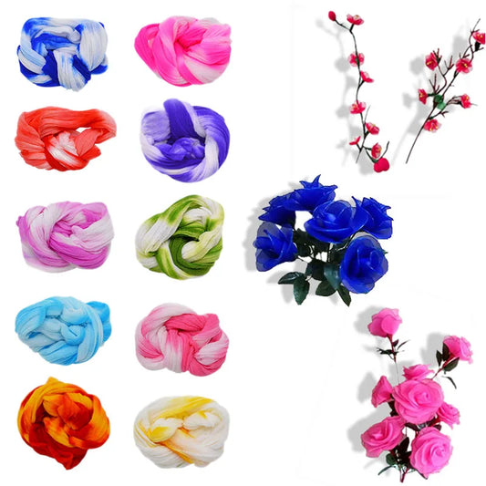 Lot de 5 pièces de bas de fleur en Nylon multicolore, rond, matériau de traction, accessoire fait à la main, artisanat de fleurs pour mariage à la maison