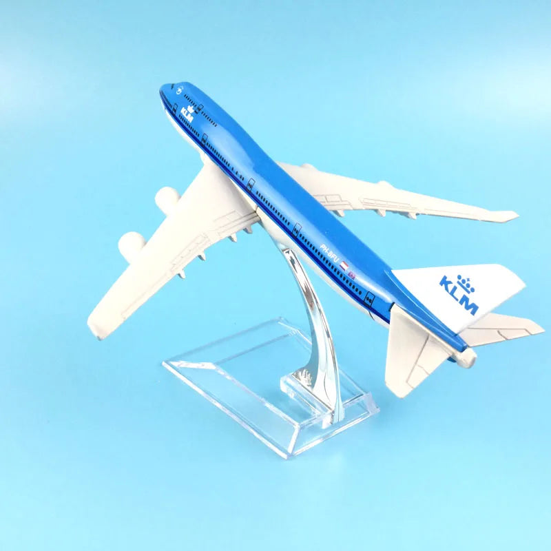 JASON TUTU 16 cm Boeing747 KLM Royal Dutch Airlines avion modèle d'avion en métal moulé sous pression 1/400 avions à l'échelle
