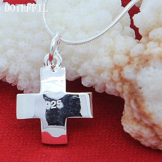 DOTEFFIL – collier avec pendentif croix en argent Sterling 925, chaîne serpent de 16 à 30 pouces pour femmes et hommes, bijoux de fête de fiançailles et de mariage
