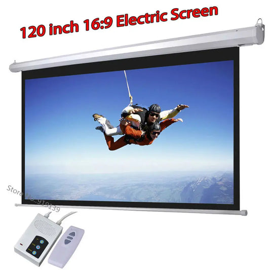 HD Projection Screen for Large Cinema, Fast Delivery, 120 Inch, 16:9, Matte White, 3D Projector, Electric Screens with Remote Control