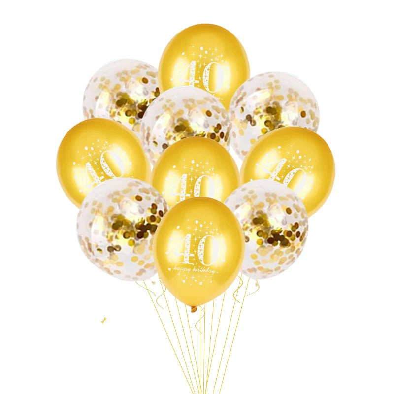 JOY-ENLIFE 10 pièces ballons confettis gonflables ballons en Latex de 12 pouces 30 40 50 60 ans fête d'anniversaire ballons à hélium en aluminium pour adultes