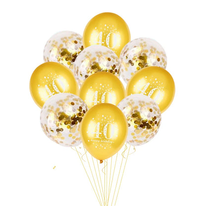 JOY-ENLIFE 10 pièces ballons confettis gonflables ballons en Latex de 12 pouces 30 40 50 60 ans fête d'anniversaire ballons à hélium en aluminium pour adultes